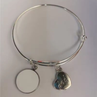 Bangle Bracelet with Dad Charm and Custom Charm Thumbnail