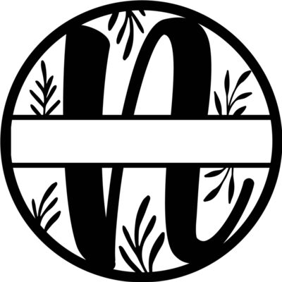 N Floral split monogram letters Thumbnail