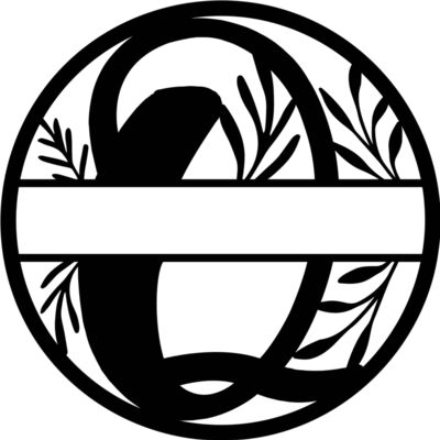 Q Floral split monogram letters Thumbnail