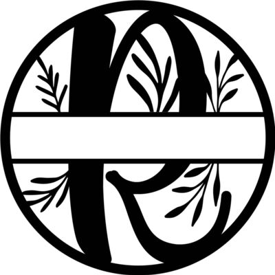 R Floral split monogram letters Thumbnail